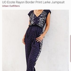 UO Ecote Aztec Print Floral Pant Romper